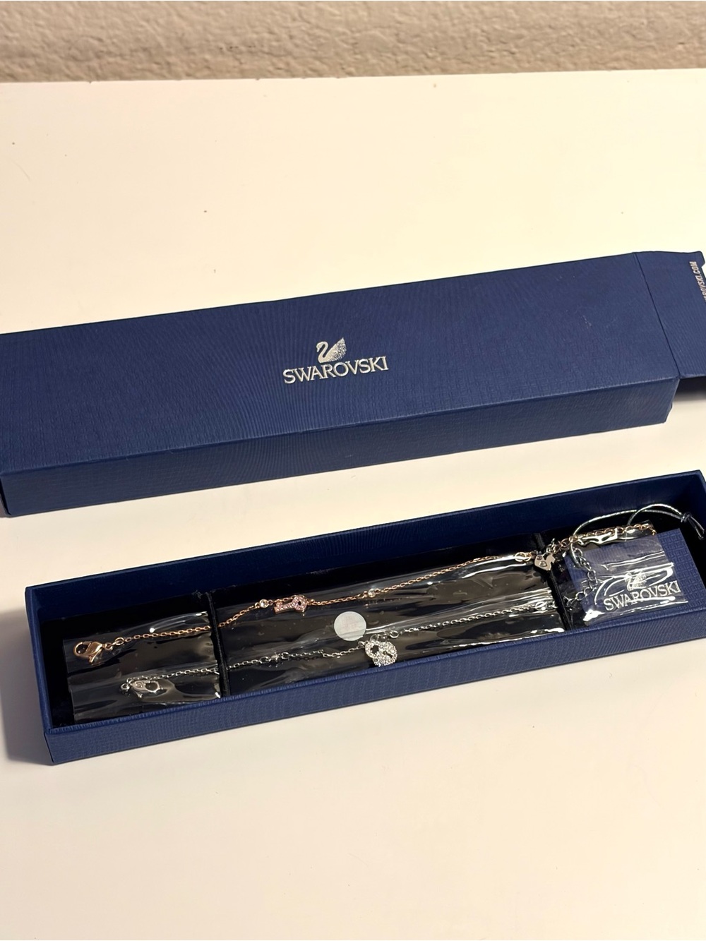 Swarovski Crystal Wishes Key & Lock Bracelet Set Rose Gold Silver 5272251 NIB